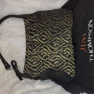 Jim Thompson Black Gold Shoulder Hobo Bag w Dust Cover